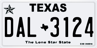 TX license plate DAL3124