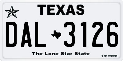TX license plate DAL3126