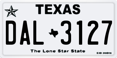 TX license plate DAL3127