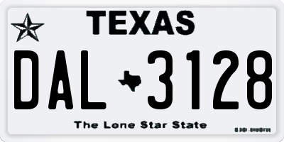 TX license plate DAL3128
