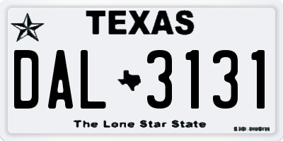 TX license plate DAL3131