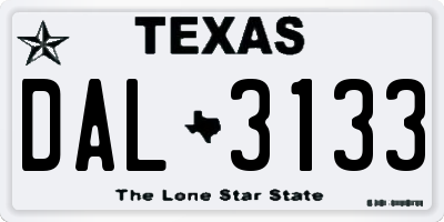 TX license plate DAL3133