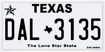 TX license plate DAL3135