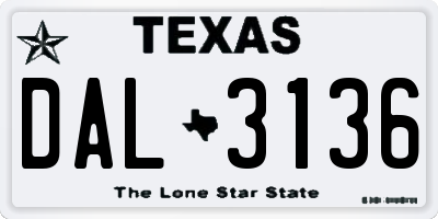 TX license plate DAL3136