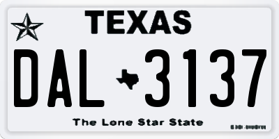 TX license plate DAL3137