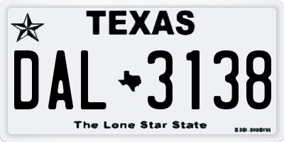 TX license plate DAL3138
