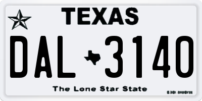 TX license plate DAL3140