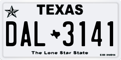 TX license plate DAL3141