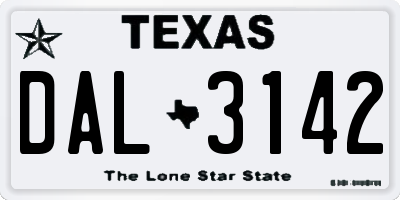 TX license plate DAL3142