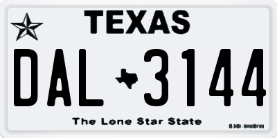 TX license plate DAL3144