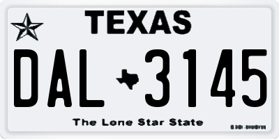 TX license plate DAL3145