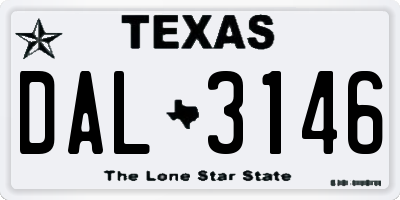 TX license plate DAL3146