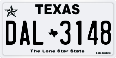 TX license plate DAL3148