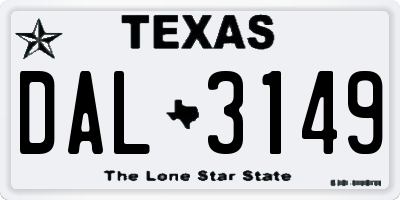 TX license plate DAL3149