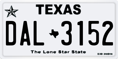 TX license plate DAL3152