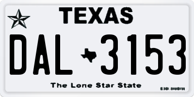 TX license plate DAL3153