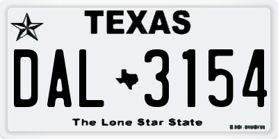 TX license plate DAL3154