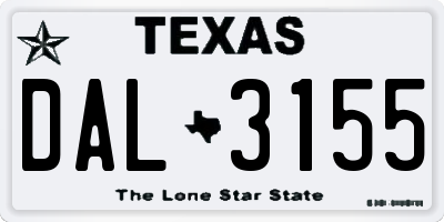 TX license plate DAL3155