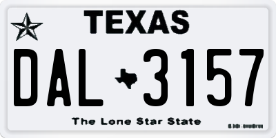 TX license plate DAL3157