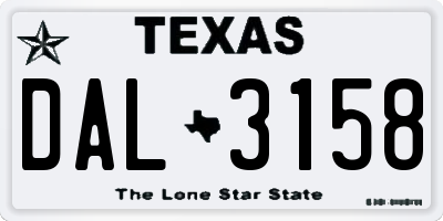 TX license plate DAL3158