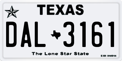 TX license plate DAL3161