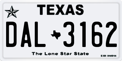 TX license plate DAL3162