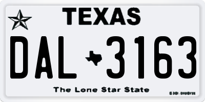 TX license plate DAL3163