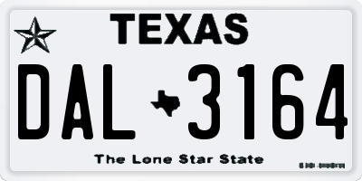 TX license plate DAL3164