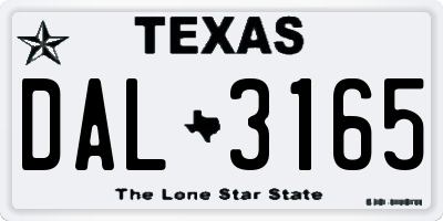 TX license plate DAL3165