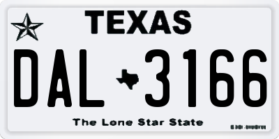 TX license plate DAL3166