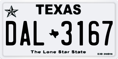 TX license plate DAL3167
