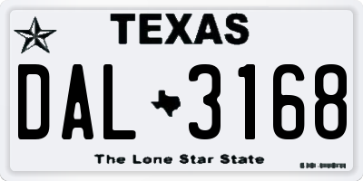 TX license plate DAL3168