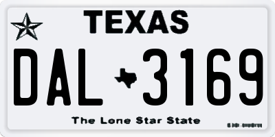 TX license plate DAL3169
