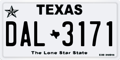 TX license plate DAL3171