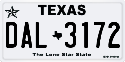 TX license plate DAL3172