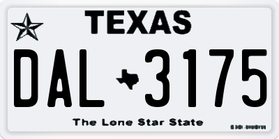TX license plate DAL3175