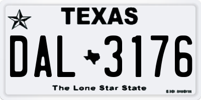 TX license plate DAL3176