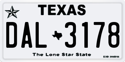 TX license plate DAL3178