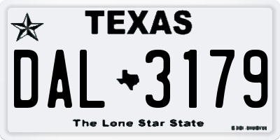 TX license plate DAL3179