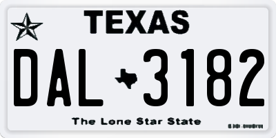 TX license plate DAL3182