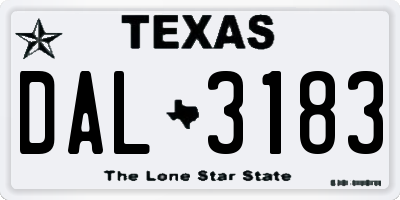 TX license plate DAL3183