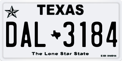 TX license plate DAL3184