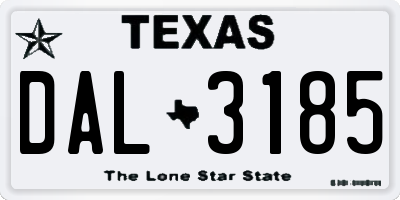 TX license plate DAL3185