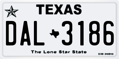 TX license plate DAL3186