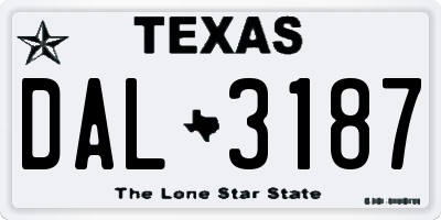TX license plate DAL3187