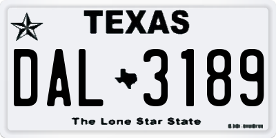 TX license plate DAL3189