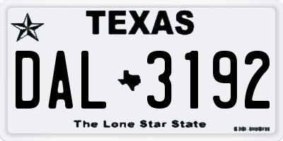 TX license plate DAL3192