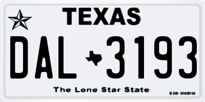 TX license plate DAL3193