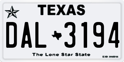 TX license plate DAL3194
