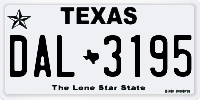 TX license plate DAL3195